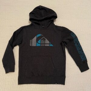 Quiksilver Kids Charcoal Hoodie with Teal + Gray Graphic